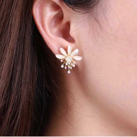 Atentuyi Gold Flower Stud Earrings White Flower Earrings Acrylic Floral Earrings Tiny Pearl Earrings Vintage Pearl Tassel Earrings Boho Pearl Drop Dangle Earrings Jewelry for Women and Girls