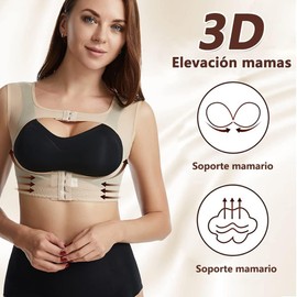 Corrector de Espalda para Mujer, Faja para Postura de Espalda Frunce y Eleva Los Senos, Tejido Transpirable Permite Llevarla Durante Mucho Tiempo y Diseño Ajustable Adapta a Todas Formas de Pecho(L)