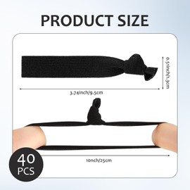 40 PCS Mens Hair Bands for Long Hair,Black Knotted Hair Ties for Guys,Curly Thick Male Hair Band,No Damage Crease Breakage Wide Mens Hair Ties,for Bun,Elastic Hair Bands,Ponytail