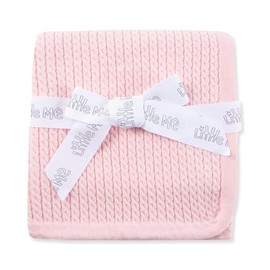 Little Me Baby Girls' Pink Cable Knit Swaddling Receiving Blanket