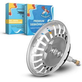 ABFLUSSHELD Sink Strainer 82 mm - Rustproof Stainless Steel Sink Strainer - Sink Strainer with Plug Function - Also for Blanco Sink Replacement Part - Drain Strainer Kitchen Sink Height Adjustable