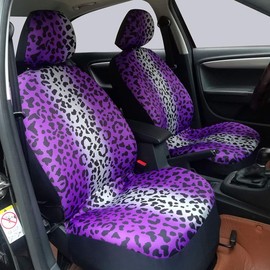 Evankin Universal Fit Car Front Seat Covers, Purple Leopard Car Seat Cover Front Seats- Fit Most Car, Truck, SUV, or Van(Purple)