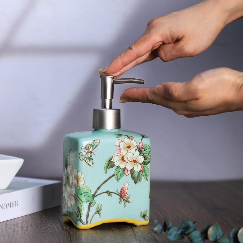 Bicuzat Ceramic Soap Dispenser, Lotion Bottle, Soap Bottle with Removable