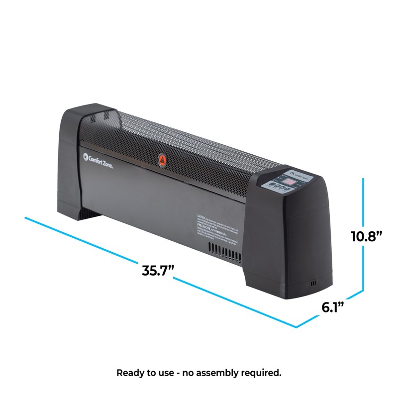 Comfort Zone Baseboard Space Heater with Digital Thermostat, Electric, Dent-Proof
