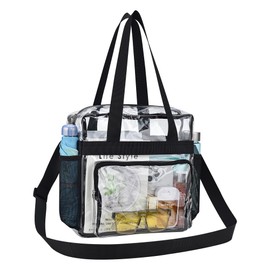 UEASE Clear Bag for Stadium Events 12×6×12 Clear Tote Bag with Front Pocket for Concert,Sport,Festival