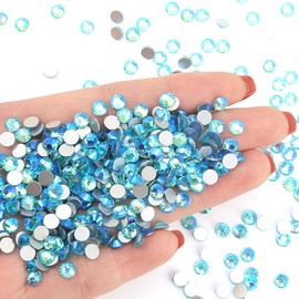 Rhinestones Novani Rhinestones for Crafts Glass Crystals Nail rhinestones Flatback Nail Gems and Rhinestones for Nails Art Makeup Face Clothes Shoes Decoration DIY(SS10,1440pcs,Aquamarine AB)