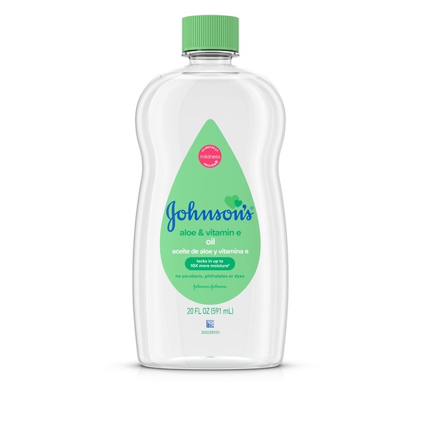 Johnson's Baby Oil, Mineral Oil Enriched With Aloe Vera and Vitamin E to Prevent Moisture Loss, Hypoallergenic, 20 fl. oz (Pack of 6)