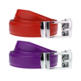 Gelante Ratchet Belt for Men, Mens Belts Leather 1.3'' Adjustable Trim to Fit Dress Belt, 2 Pack: Purple/Red, One Size (Fits Waist 28-42)