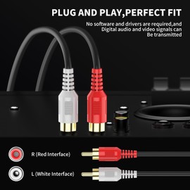 Abireiv RCA Cable 6ft,2RCA M/M Stereo Audio Cable [24K Gold Plated | Copper Core] 2RCA Male to 2RCA Male.for Home Theater, HDTV, Amplifiers, Hi-Fi Systems,Speakers