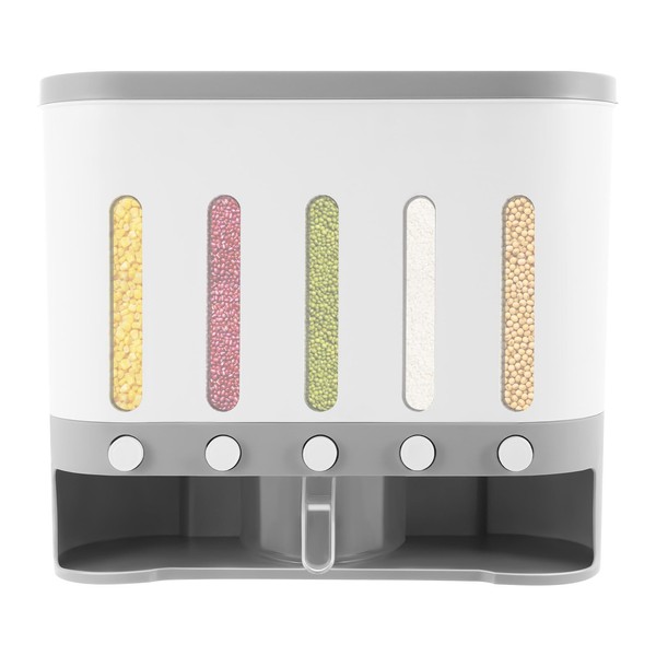LYNICESHOP 5-Compartment Dry Food Dispenser & Storage Containers Set,Wall Mounted