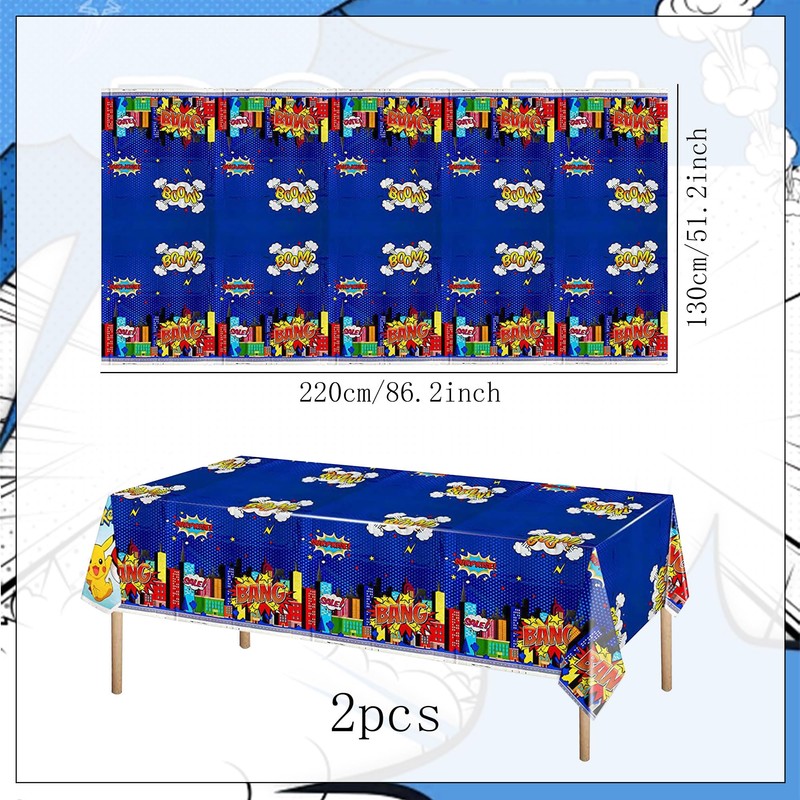 Roaring Good Time 2PCS Superhero Birthday Party Tablecloth Super Hero