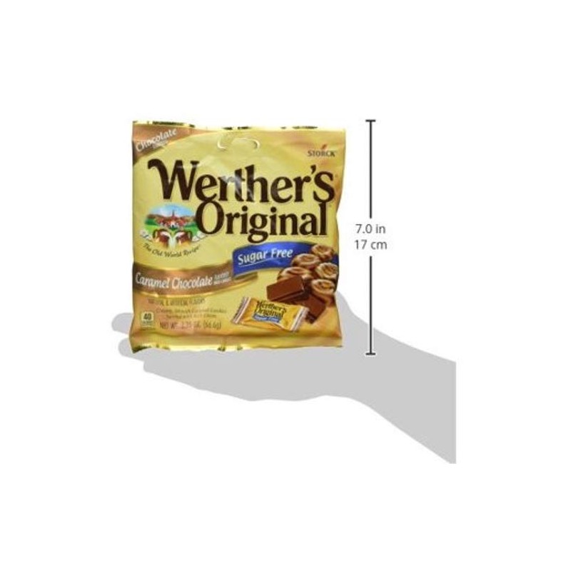 Werther's Original Caramel Chocolate Sugar Free Hard Candies 2.35 Oz(pack
