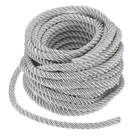 M METERXITY 11 Yards Twisted Rope Trim, 8mm/0.31 in Silver Gray Soft Polyester Twisted Silk Rope Cord 3-Ply Decorative Cord for Gift Bag/DIY Crafts/Home Decor/Curtain Tieback