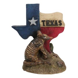 Ebros Gift Rustic Western Greetings Lone Star State of Texas Map with Armadillo Figurine Desktop Sculpture Accent