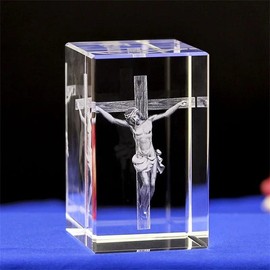 3D crystal cubes with Jesus engraving - Color: Jesus cross, Size: 3x3x4cm