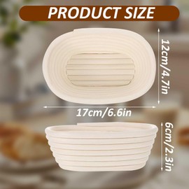 Set of 6 Proofing Basket, 6 inch Oval Banneton Sourdough Bread Proofing Baskets, Dough Proofing Bowls with Liners Perfect for Professional & Home Dough Baking