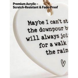 Heart Shaped Gifts for Women, Acrylic Cheer Up Plaque with Inspirational Quote, Motivational Friendship Keepsake for Her, Desk Decor for Sister, Wife, Friend (7.3x6.8cm, White)
