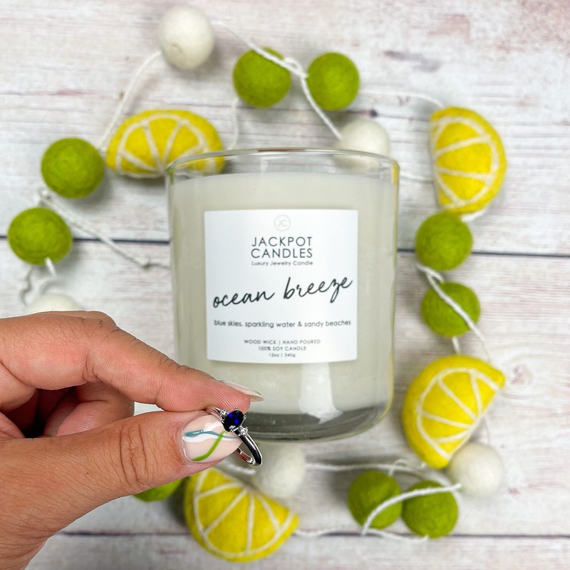 Ocean Breeze Candle with Ring Inside (Surprise Jewelry Valued at