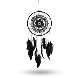 HERCHR Dream Catcher with Feathers,Feather Dream Catcher,Handmade Boho Crochet Lace Dream Catchers Wall Art Hanging Ornaments Craft with Bead for Decoration,19.7×8.1 inch