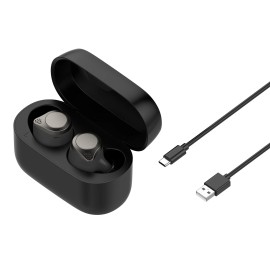 Black Charging Storage And Charging Case with Cable For Jabra Elite 75T Headset