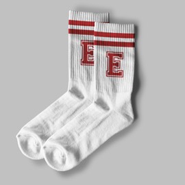 Striped Initial Socks with the Letter ‘E’ in Red, Socks for Adult, Teens, Men&Women, Gifts for Friends, Family, etc., Gifts for Birthday, Back to School, Graduation, Christmas.(229)