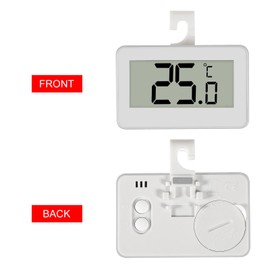 Pack of 2 Fridge Thermometers, Digital Fridge Thermometer with Easy-to-Read LCD Display, Thermometer for Freezer with Frost Alarm Thermometer Fridge for Home, Restaurants, Kitchen