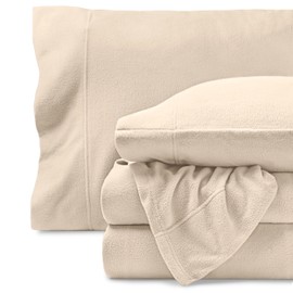 Bare Home Super Soft Fleece Sheet Set - Split Head Flex King Size - Extra Plush Polar Fleece, No-Pilling Bed Sheets - All Season Cozy Warmth (Split Head Flex King, Sand)