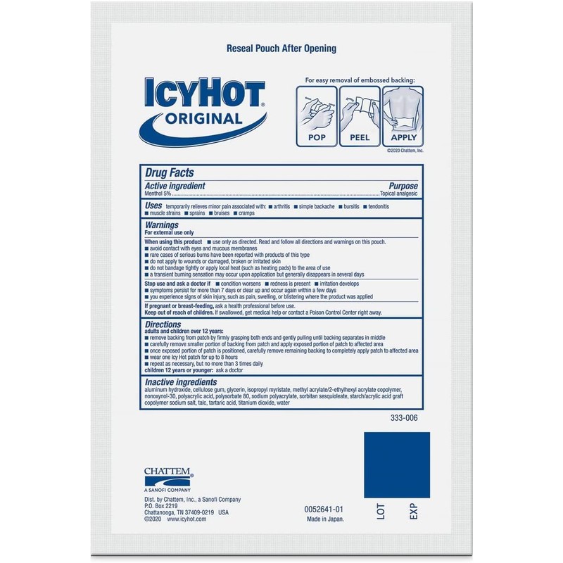 Special pack of 5 ICY HOT BACK PATCH XL 3