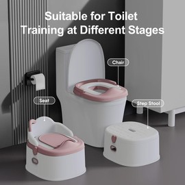 BabyBond 3-in-1 Potty Training Toilet, Training Seat & Step Stool - Safe, Sturdy & Easy to Clean, Pink - Color: Grey