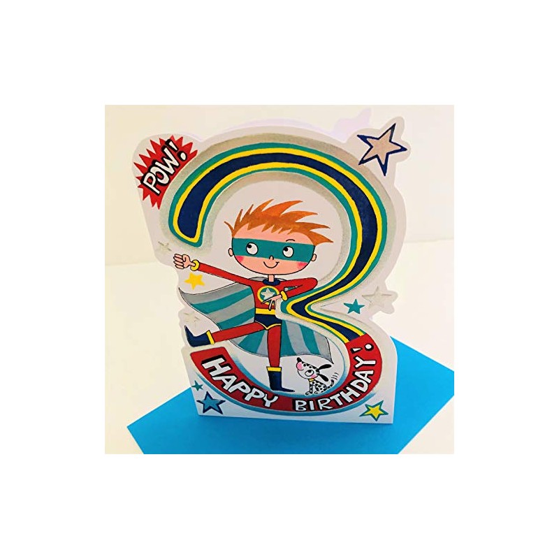 Rachel Ellen Boy Age 3 Happy Birthday Card - Superhero