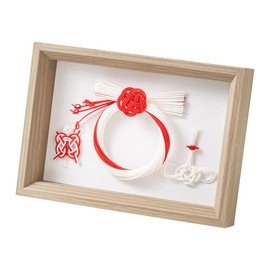 &NE NMH-365-RD Mizuhiki Iida New Year's Decoration, Plaque, Red & White, W6.7 x D1.2 x H4.7 inches (17 x 3 x 12 cm), Made in Japan, Water Ornament, Frame, Lucky, Figurine, Entryway, Compact, Modern