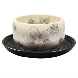 Mino Ware Loose Bowl (With Tea Holder), Clematis