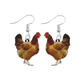 Chicken Earrings for Women, Dangle Drop Style, Fun Novelty Birthday, Christmas, Anniversary