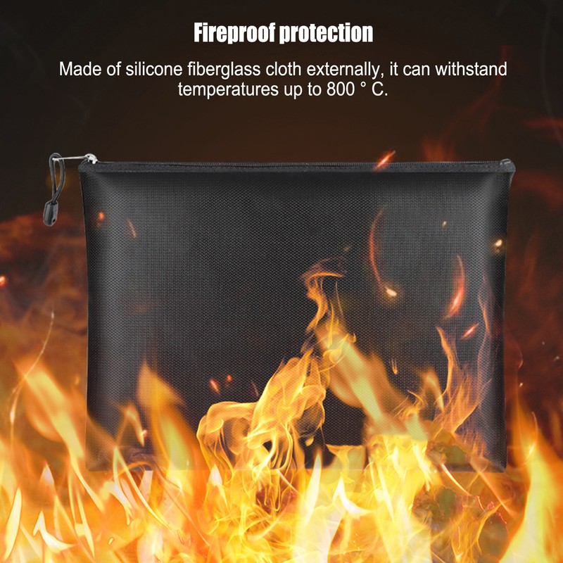 Fireproof Waterproof Document Bag Silicone Fiberglass Fabric Fireproof Pouch Large