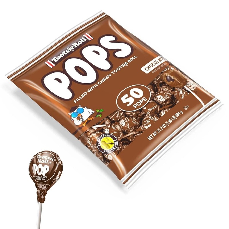 Tootsie Pops Chocolate Flavored Lollipops with Chocolatey Center 50 Count,