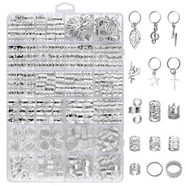 Belinreli - 275 piezas de joyería trenzada, accesorios de metal plateado para rastas, anillos de pelo para trenzas, puños, clips de joyería para niñas y niños, unisex