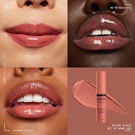 NYX Professional Maquillaje Brillo de Mantequilla – Poco de Miel (Peach Nude), Brillo de labios no pegajoso