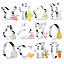 Easter Cookie Cutters, Set of 12, Rabbit Cookie Cutter, Easter Bunny Cookie Cutter, Egg, Carrot Cookie Cutter, Easter Crafts, Ideal Easter Gifts, Children, Easter Party, DIY