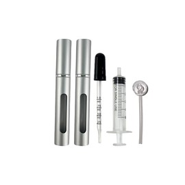 Kewjug 2 Pack Refillable Mini Perfume Atomizer Bottle，Portable Separate Bottles，Travel and Outings Spray Boxes Dispensers 5ml/0.2oz (Silvery)