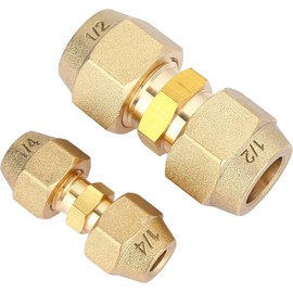 2-Piece (1/2" x1/4") Standard Thickened Copper Tube Ext Fitting w/Flare Nut & Connector - for Leak Repair/Equipment Replacement, Reliability Confirmed
