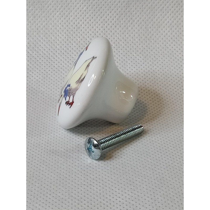White Geese KNOB Goose Glossy Ceramic Dresser Drawer Pulls Cabinet