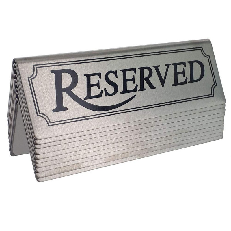 10 Stainless Steel Reserved Table Signs - BarBits Tabletop Tent