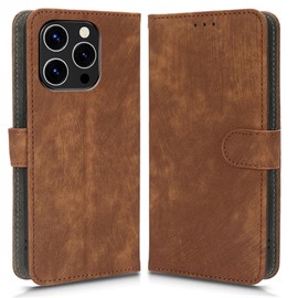 hdqICase Case Compatible with Oukitel P1, RFID Block Magnetic Flip Leather Shockproof Protective Cover with Card Slots, Kickstand Brown