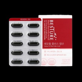 Besture Hemoiron Plus Folic Acid 60 Capsules 2 Months' Supply Iron Copper Vitamin B12 C Pregnant Women Nutrients for Men and Women of All Ages Women of Childbearing Age / 베스처 헤모철 플러스 엽산 60캡슐 2개월분 철분 구리 비타민 B12 C 임산부 남녀노소 영양제 가임기여성