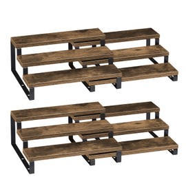 MOOACE 3-Tier Spice Rack Organizer for Cabinet, Wooden Expandable Spice Rack Shelf Organizer for Kitchen Cabinet Pantry Countertop, Set of 4