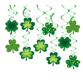 10 Pcs St. Patrick's Day Hanging Swirl Decorations,St Patricks Day Decorations,Shamrock St. Patrick's Day Tiered Tray Wooden Decoration,for Baby Birthday Irish Party Lucky Decor Supplies