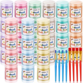 Faccito 9 Pcs Sidewalk Chalk Paint Kit Non Toxic Paint Washable Powdered Chalks Mix in Water 9 Vibrant Colors with Paintbrush for Creative Sidewalk and Chalkboard Fun