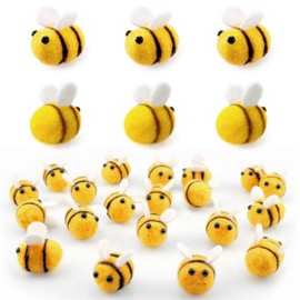 Saktopdeco 1.2 Inch Wool Felt Bees for Crafts Bulk Bumble Bee Plush Decor for Baby Shower Decorations Gift Holiday Wreath DIY Crafts (20 PCS)