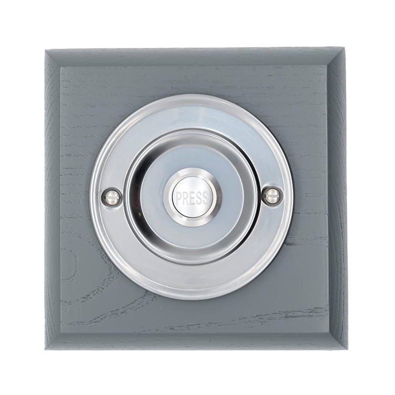 Modern Living Square Wireless Doorbell in Grey Ash and Brushed