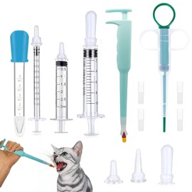 Cat Pill Shooter, Pet Pill Dispenser, Pet Syringe & Dropper wirh Replacement Nipples, Suitable for Kittens, Puppies and Wild Animals